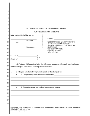 Affidavit Responding to Motion to Modify Judgment
