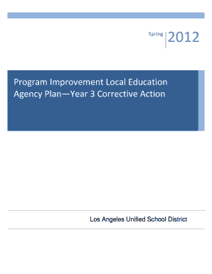 Local Education Agency Plan for Program Improvement Year 3 Corrective Action