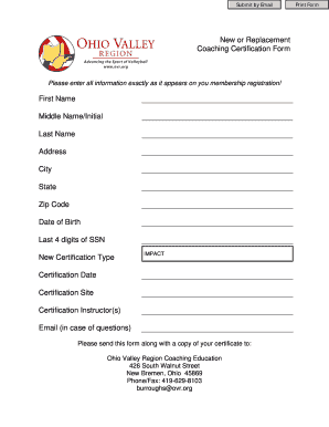 Coaching Certification Form