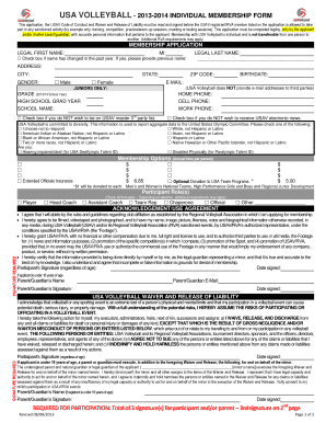 USA Volleyball Individual Membership Form