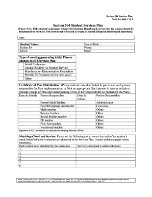Section 504 Student Services Plan