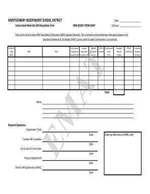 Instructional Materials Requisition Form