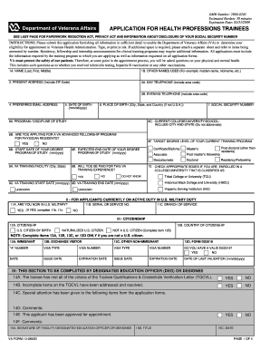 VA Form 10-2850D Application for Health Professions Trainees