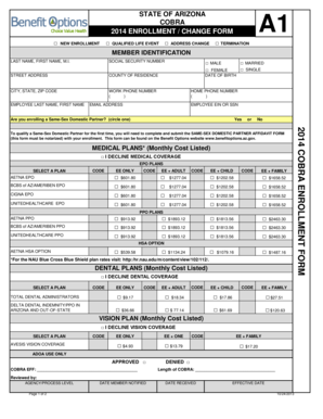 Arizona COBRA Enrollment Form