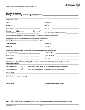 Antrag zur Auflösung der Freizügigkeitspolice