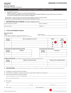 Demande d’attestation