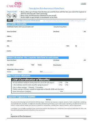 Prescription Reimbursement Claim Form