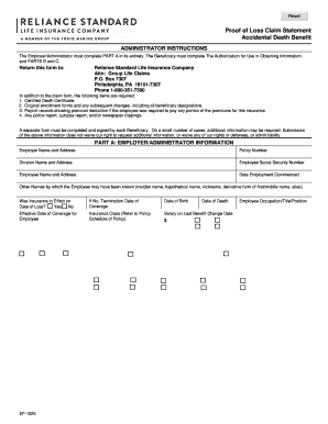 Accidental Death Benefit Claim Form