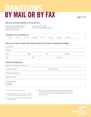 Center for Reproductive Rights Donation Form