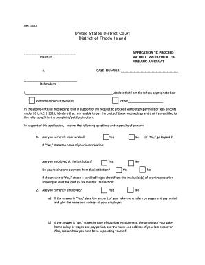 Application to Proceed Without Prepayment of Fees and Affidavit