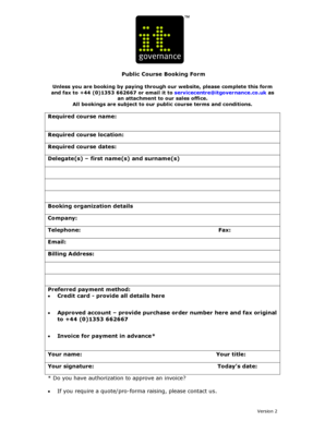 Public Course Booking Form