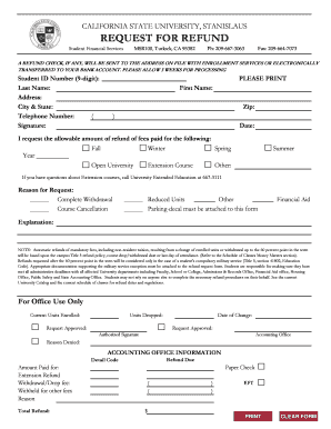 California State University Refund Request Form