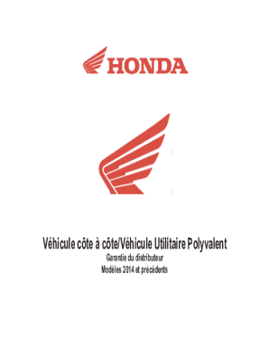 Formulaire de garantie du véhicule utilitaire polyvalent Honda