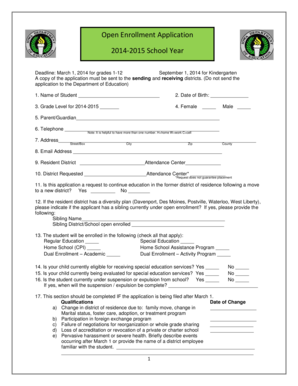 Open Enrollment Application Form