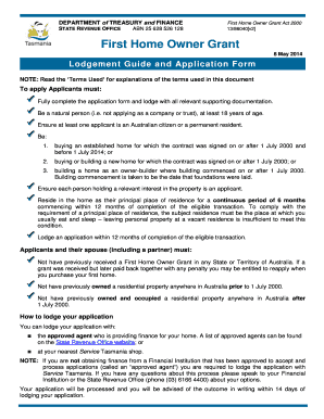 First Home Owner Grant Application Form
