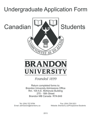 Brandon University Undergraduate Application Form