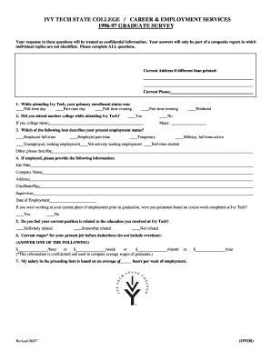 Ivy Tech Graduate Survey Form