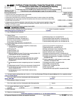 Form W-8IMY Certificate
