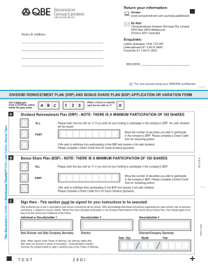 Dividend Reinvestment Plan Application Form