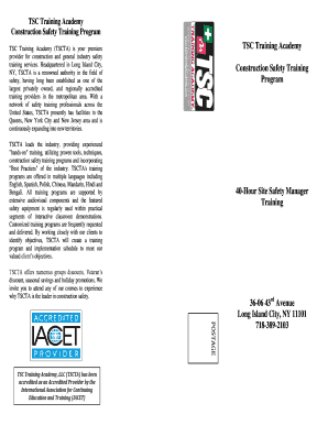 40-Hour Site Safety Manager Training Registration Form