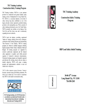 RRP Lead Safety Initial Training Registration Form