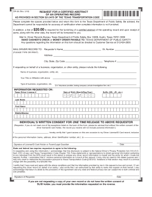 Texas Driver Record Request Form