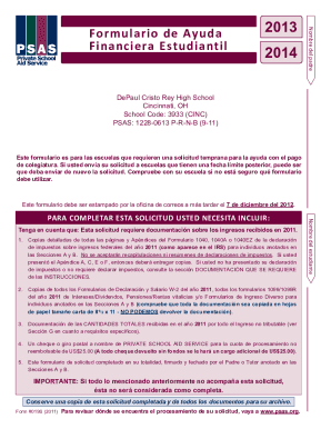 Formulario de Ayuda Financiera Estudiantil 2013-2014