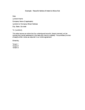 Tenant's Notice of Intent to Move Out