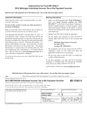 Michigan Individual Income Tax e-file Payment Voucher