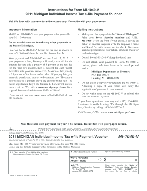 Michigan Income Tax e-file Payment Voucher