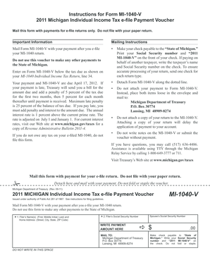 Michigan Individual Income Tax e-file Payment Voucher