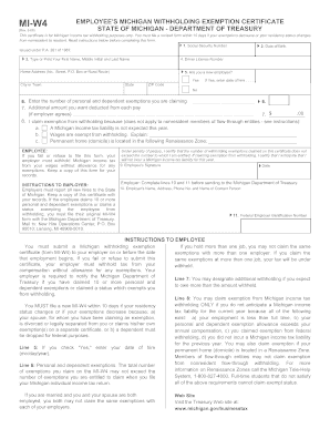 Michigan W4 Withholding Exemption Certificate