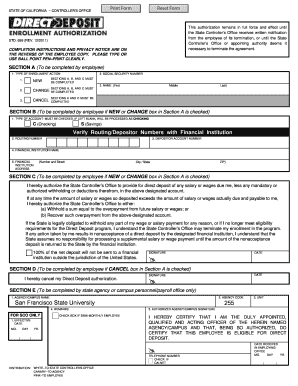 California Direct Deposit Authorization Form