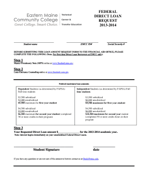 Federal Direct Loan Request Form