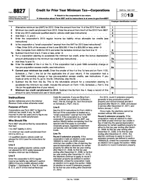 Form 8827 Credit for Prior Year Minimum Tax—Corporations