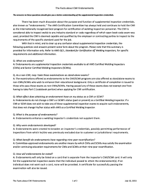 CWI Endorsement Exam Application