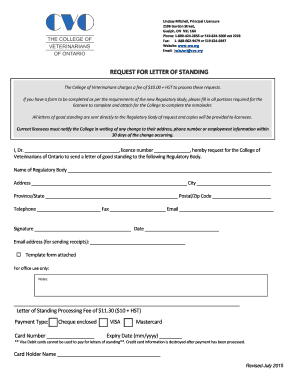 Online receipt template - REQUEST FOR LETTER OF STANDING - The College of