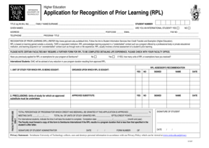 Application for Recognition of Prior Learning