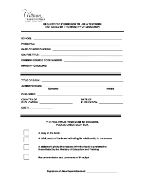 Request for Permission to Use a Textbook
