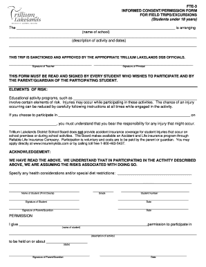 Field Trip Permission Form