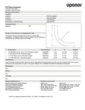 PVC Bend Support Submittal Form
