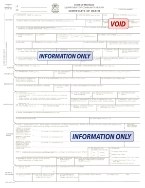 Michigan Certificate of Death