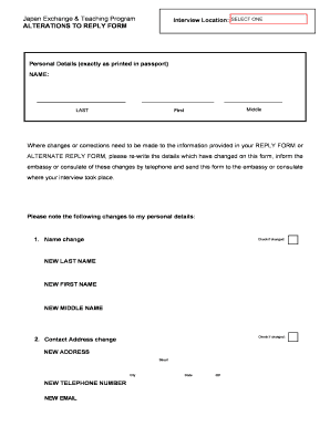 JET Program Interview Location Alteration Form