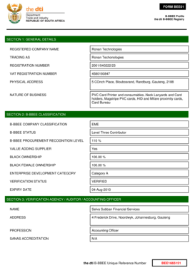 B-BBEE Profile Form