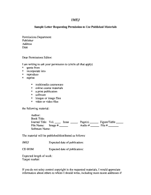 Sample Letter Requesting Permission to Use Published Materials