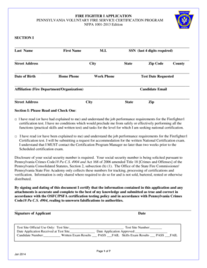 Firefighter I Certification Application