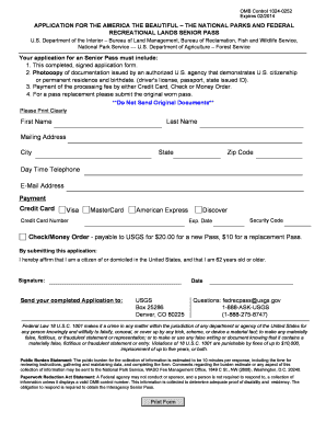 Application for America the Beautiful Senior Pass