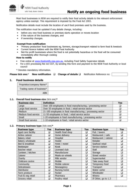 NSW Food Business Notification Form