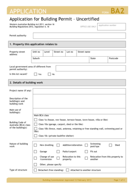 Western Australia Building Permit Application Form BA2