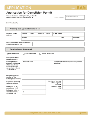 Demolition Permit Application Form BA5